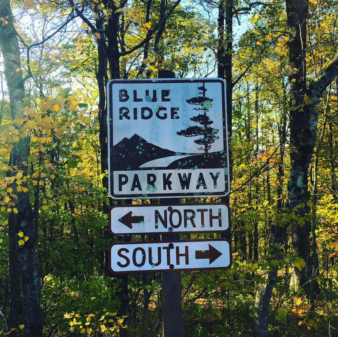 A Blue Ridge Parkway road sign